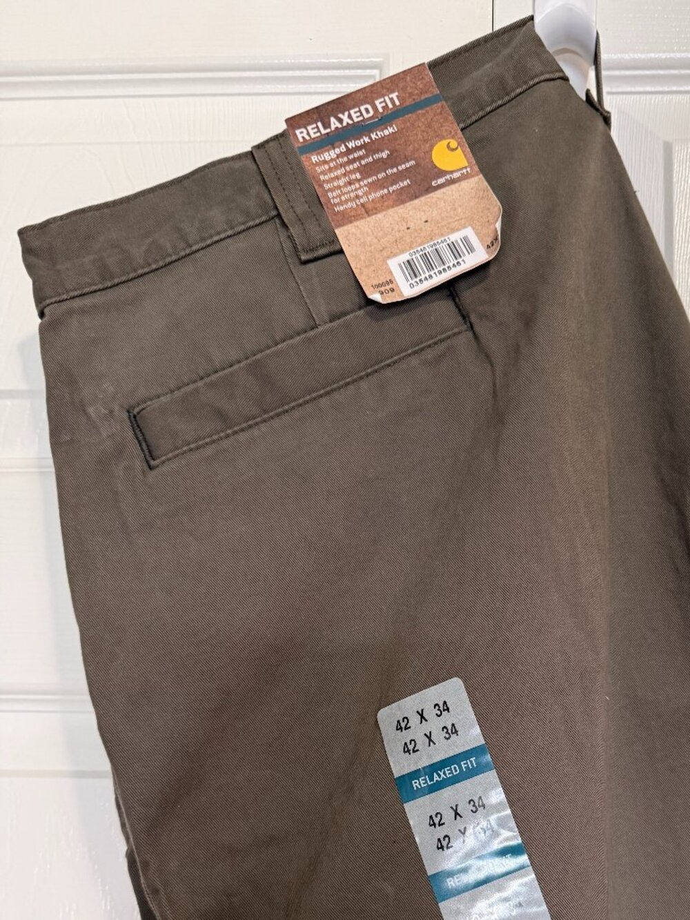 NWT Carhartt Rugged Work Khaki Pants Relaxed Fit Straight Leg Brown 42 x 34